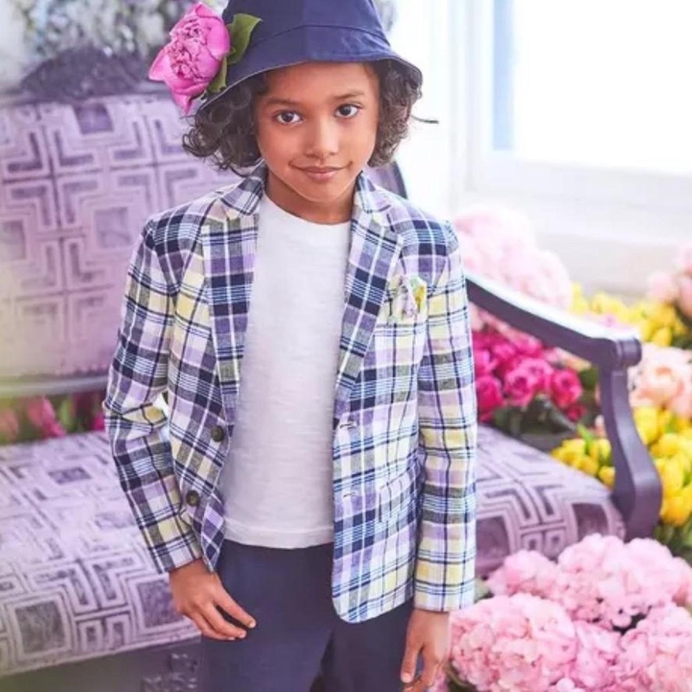 Janie and Jack Plaid Blazer in Blue, Purple, Yellow